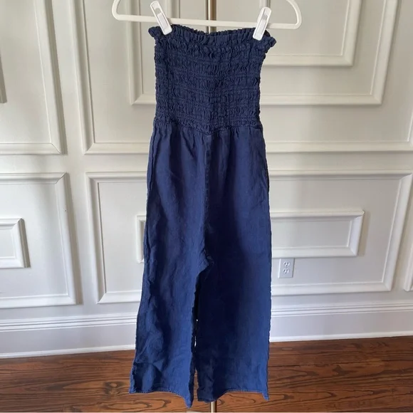 Bella Dahl Navy Blue Strapless Jumpsuit XS linen - Picture 3 of 5